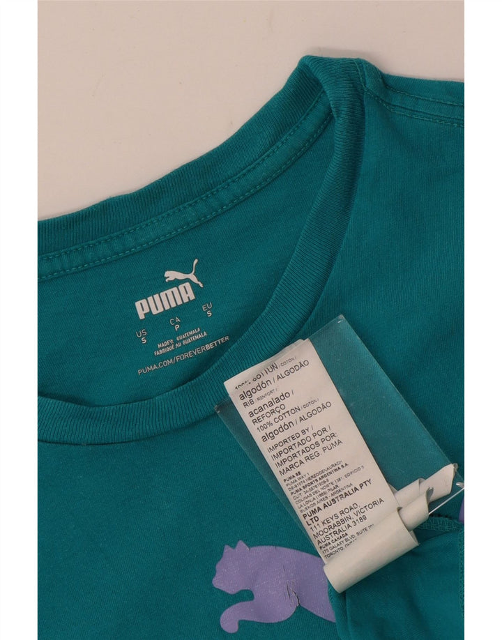 PUMA Herren Grafik T-Shirt Top Small Türkis Baumwolle