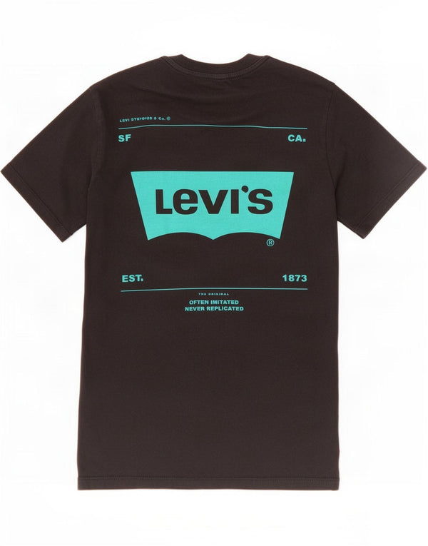 Levi's Damen Grafik-T-Shirt-Oberteil UK 6 XS Schwarz Baumwolle