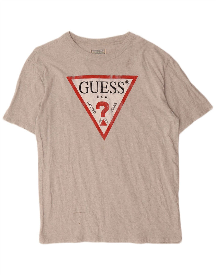 Guess Herren-T-Shirt mit Grafik, groß, grau gesprenkelte Baumwolle