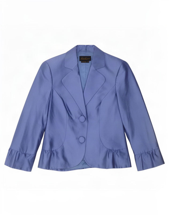 Luisa Spagnoli Damen 2-Knopf-Blazerjacke IT 40 Kleine blaue Seide