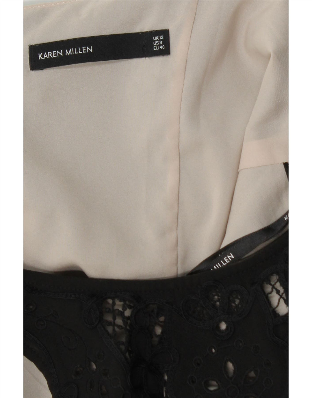 KAREN MILLEN Ärmelloses, figurbetontes Damenkleid UK 12 Mittelschwarzes Polyester