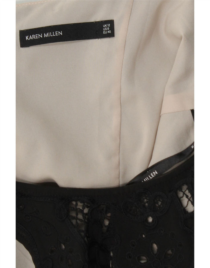 KAREN MILLEN Ärmelloses, figurbetontes Damenkleid UK 12 Mittelschwarzes Polyester