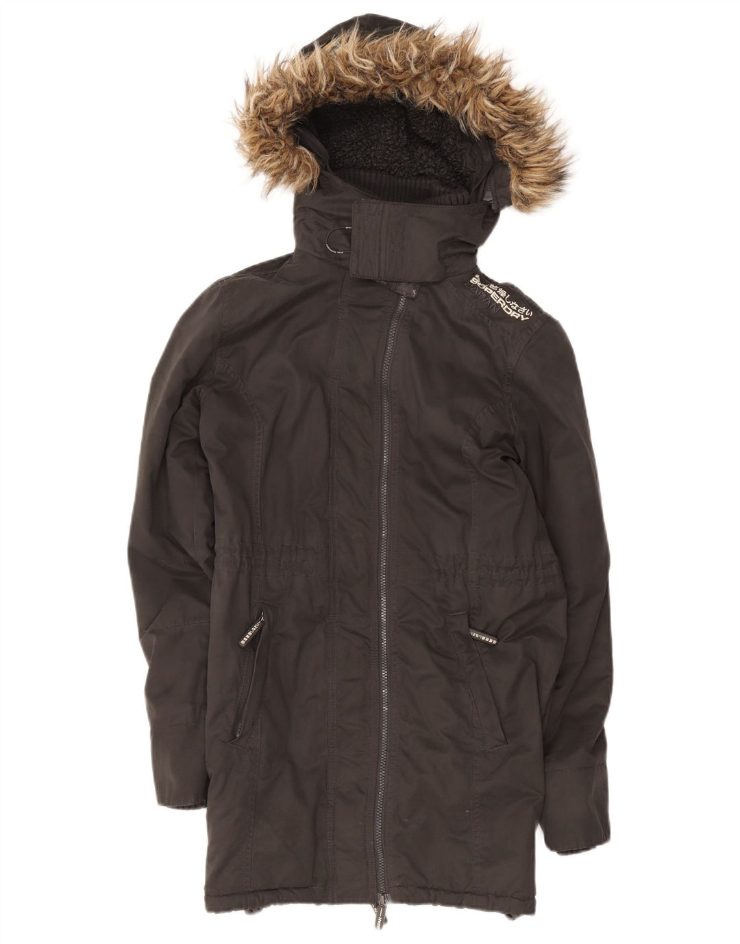 Superdry Damen-Sherpa-Parka mit Kapuze, UK 12, Mittelschwarz, Polyester