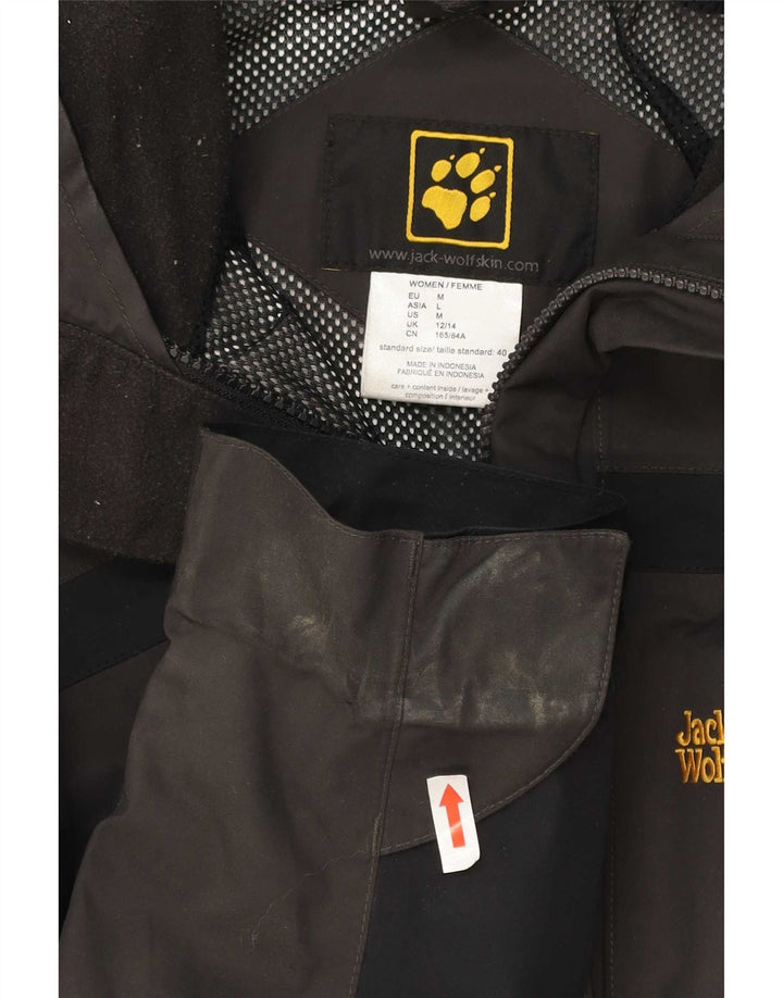 Jack Wolfskin Damen-Regenjacke mit Kapuze, UK 12/14, mittelbraun, Farbblock