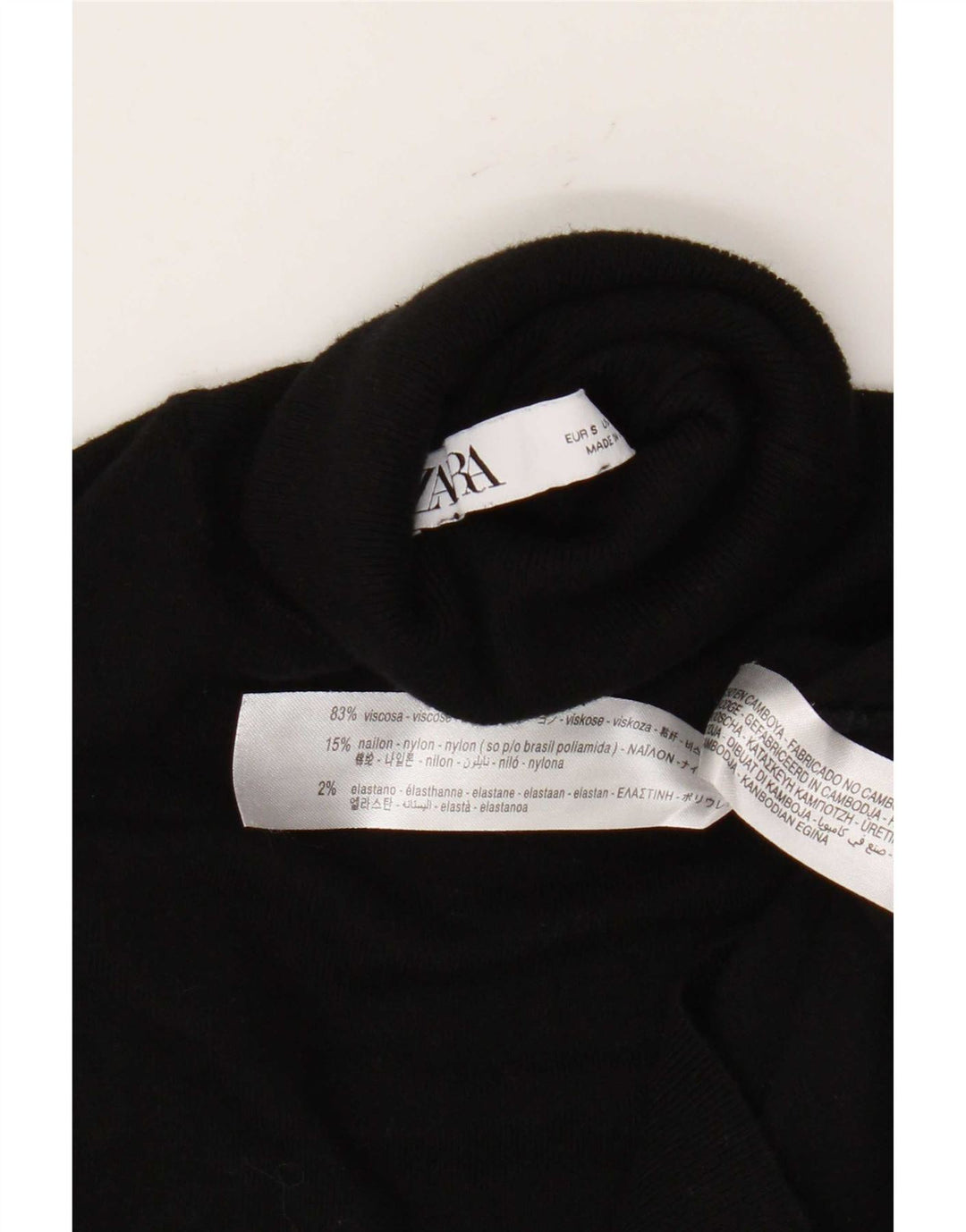 Zara Damen-Pullover mit Rollkragen, Gr. 10, Größe S, Schwarz, Viskose