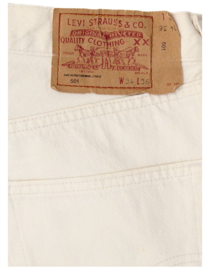Levi's Herren 501 Straight Jeans W34 L31 Weiße Baumwolle