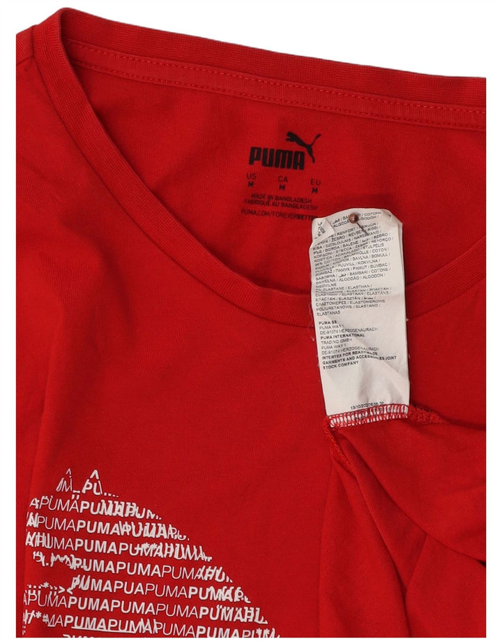 PUMA Herren Grafik-T-Shirt-Oberteil aus mittelroter Baumwolle