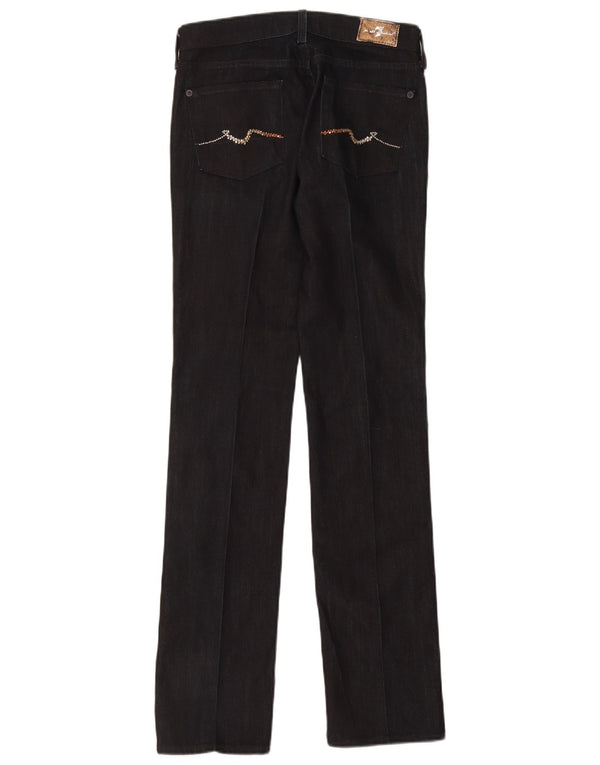 7 For All Mankind Damen Straight Jeans W26 L34 Schwarze Baumwolle