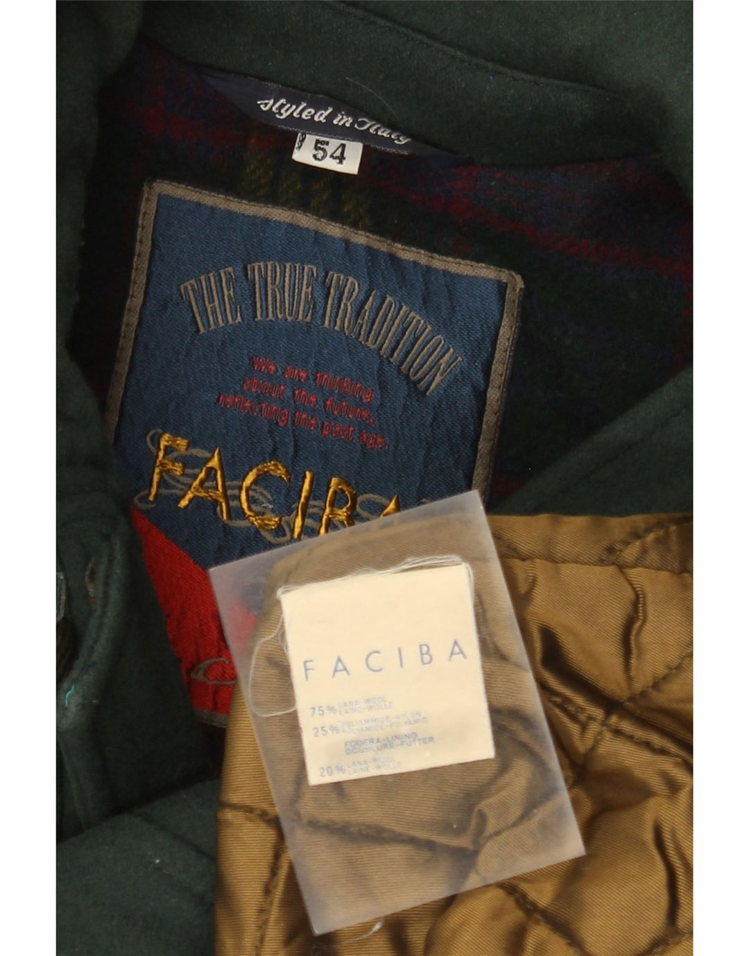 Faciba Herren-Dufflecoat mit Kapuze IT 54 2XL Grüne Wolle