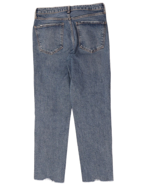 Zara Damen Crop High Waist Jeans EU 40 Medium W30 L26 Blaue Baumwolle