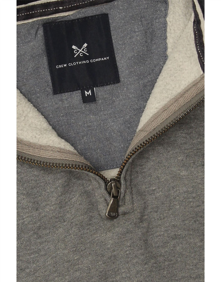 Crew Clothing Herren-Sweatshirt mit Reißverschluss am Hals, mittelgraue Baumwolle