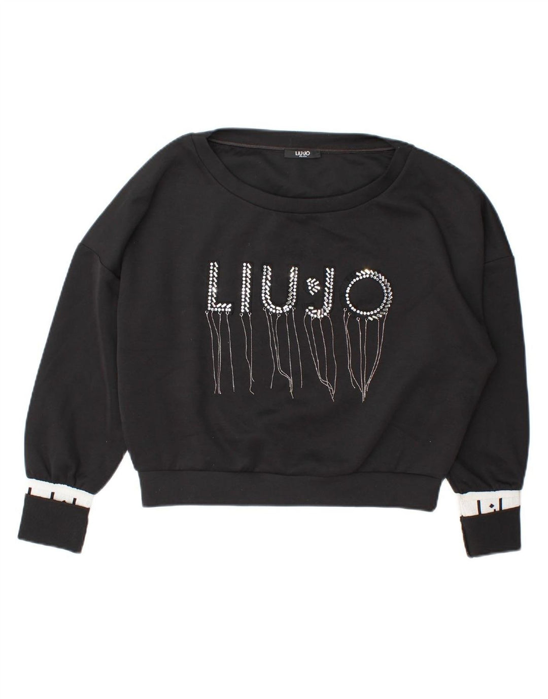LIU JO Womens Oversized Graphic Sweatshirt Jumper UK 10 Small Black