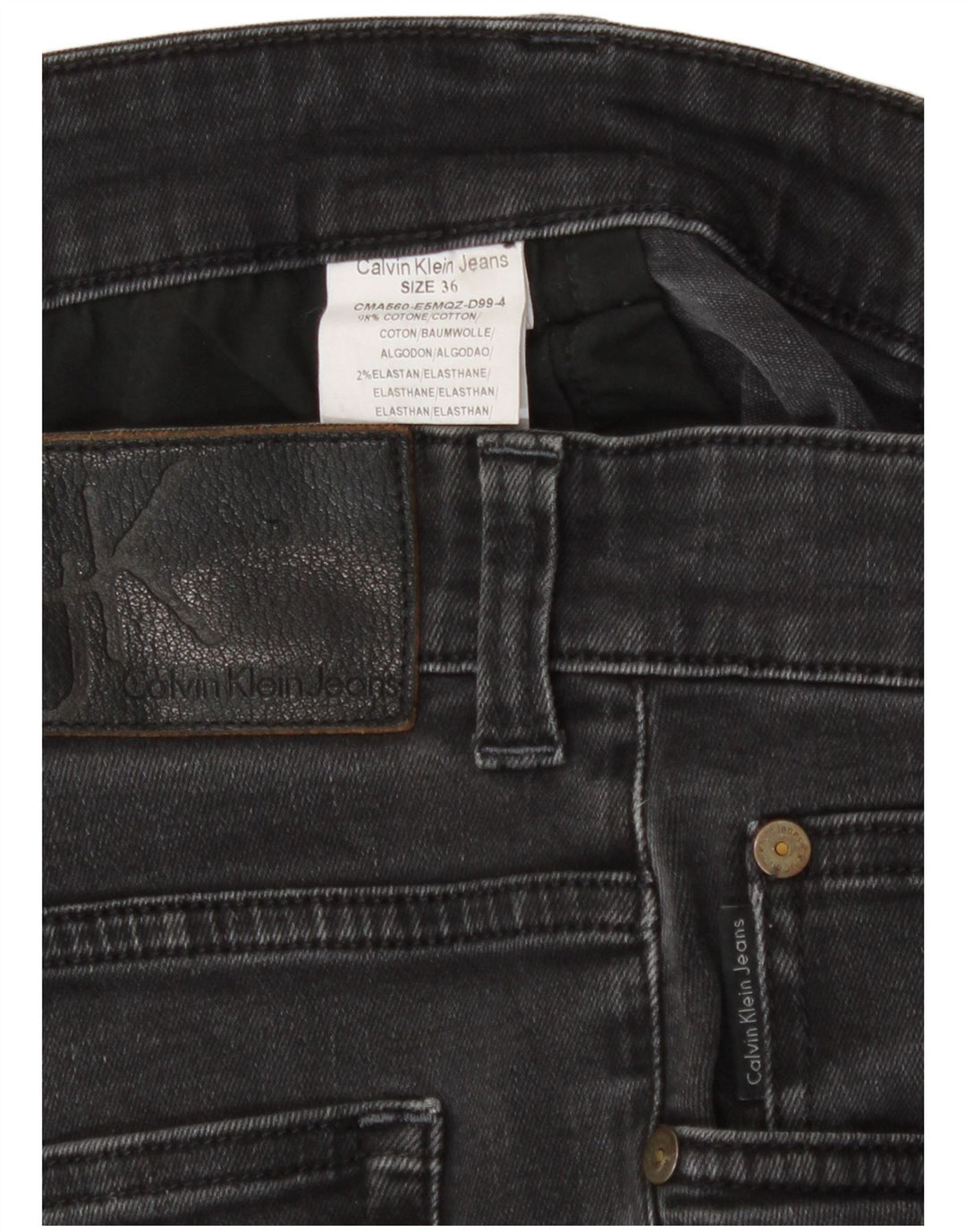 Calvin Klein Herren Straight Jeans W36 L32 Graue Baumwolle