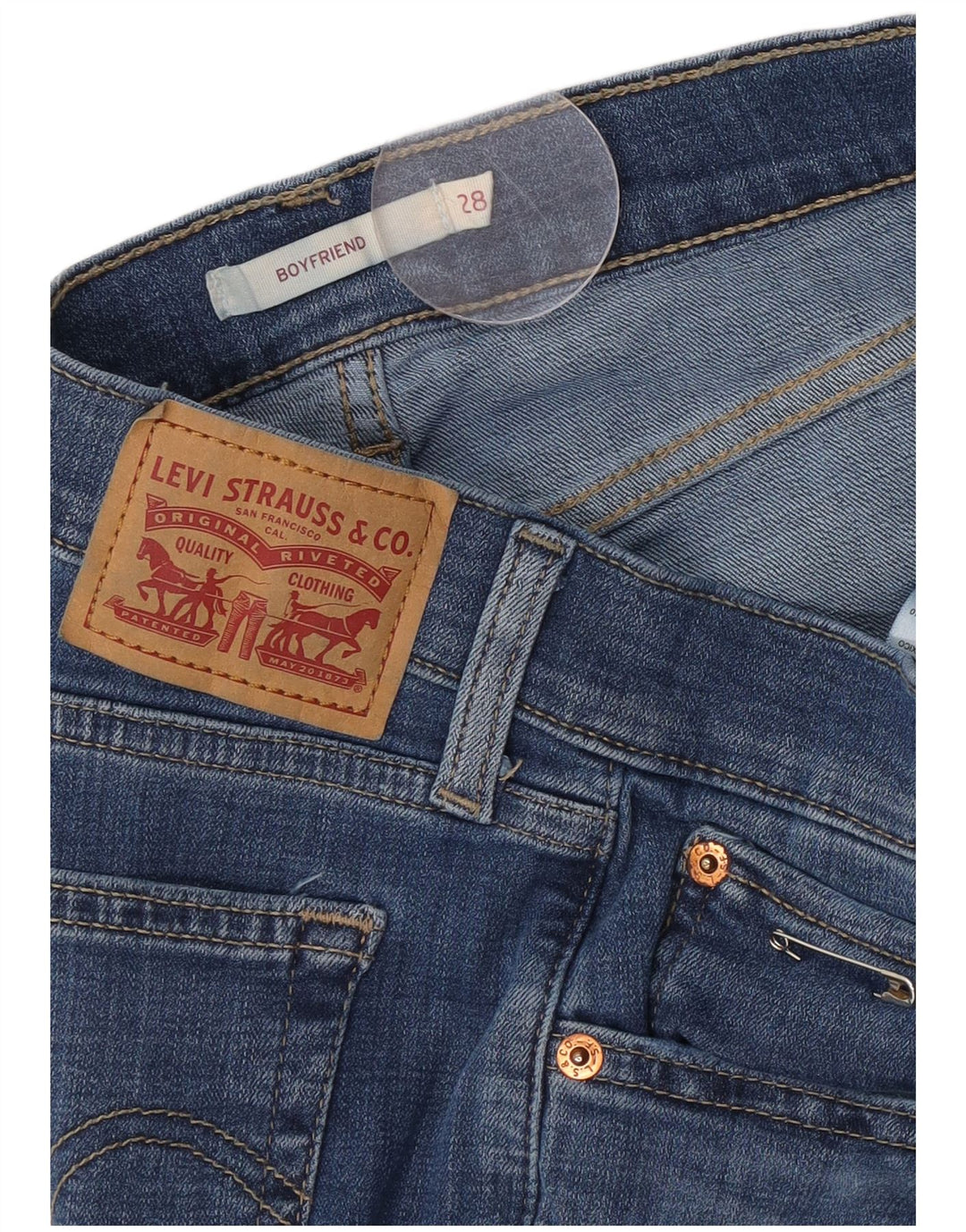 Levi's Damen Boyfriend-Cropped-Jeans W28 L26 Blaue Baumwolle