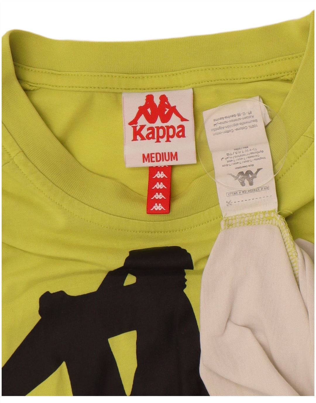 Kappa Herren Grafik-T-Shirt-Oberteil aus mittelgrüner Colourblock-Baumwolle