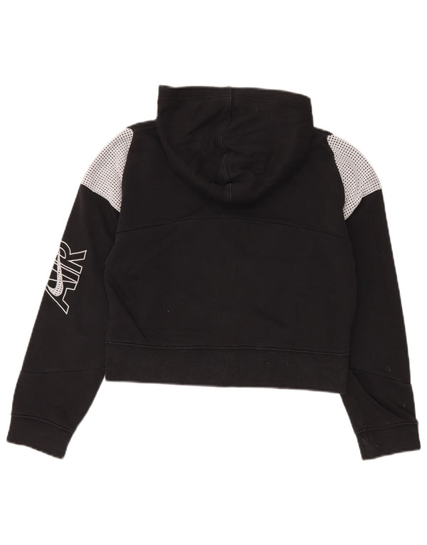 Nike Mädchen Crop Zip Hoodie Pullover 12–13 Jahre Large Schwarz Colourblock