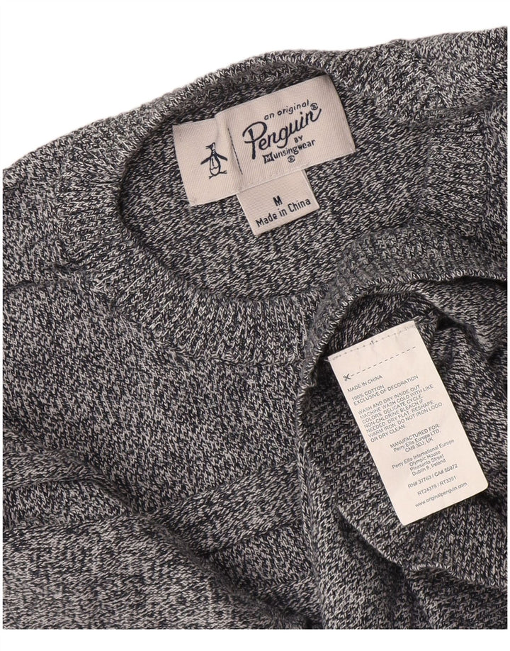 Penguin Herren-Pullover mit Rundhalsausschnitt, mittelgrau gesprenkelte Baumwolle