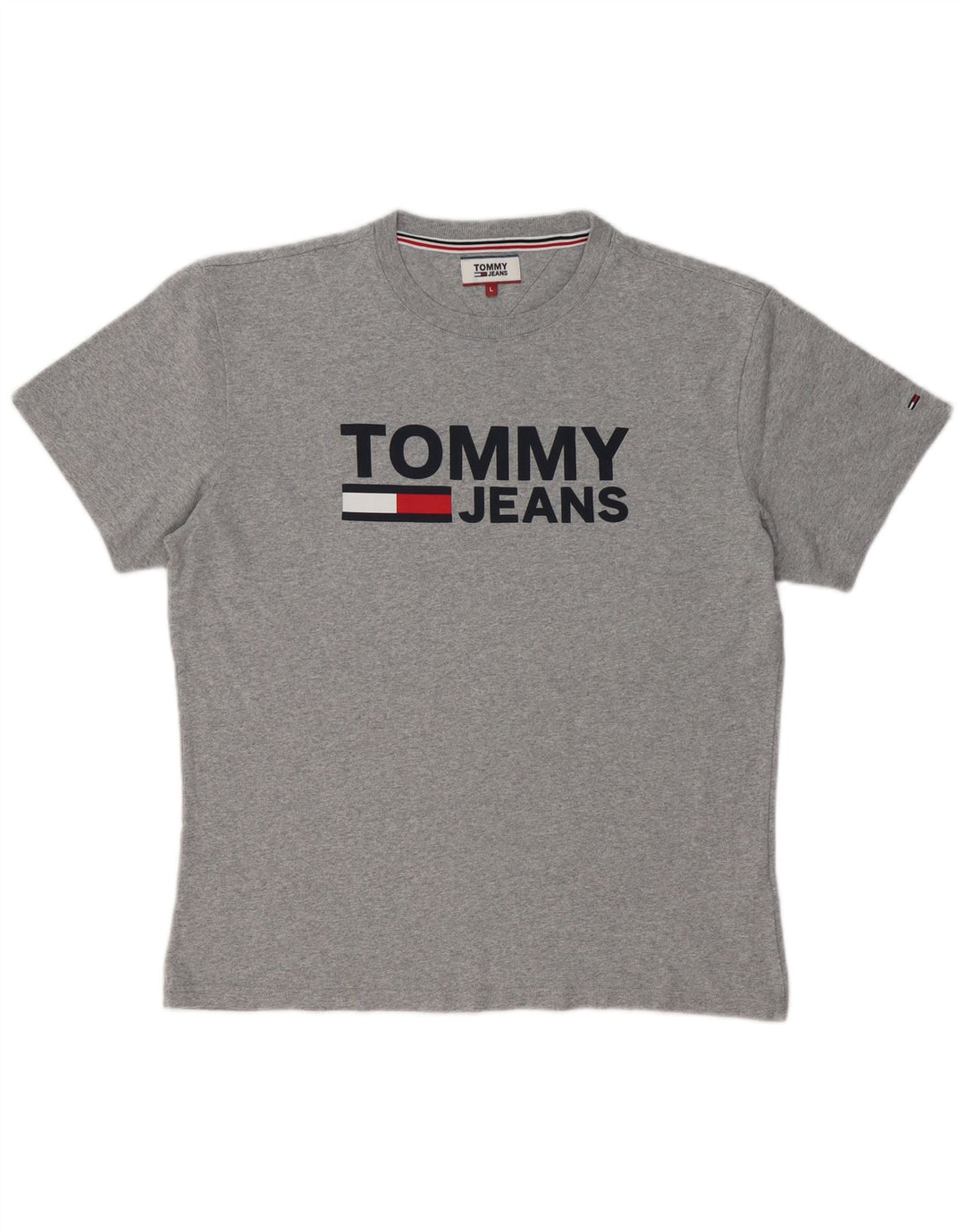 TOMMY HILFIGER Herren Grafik T-Shirt Top Large Grau Baumwolle