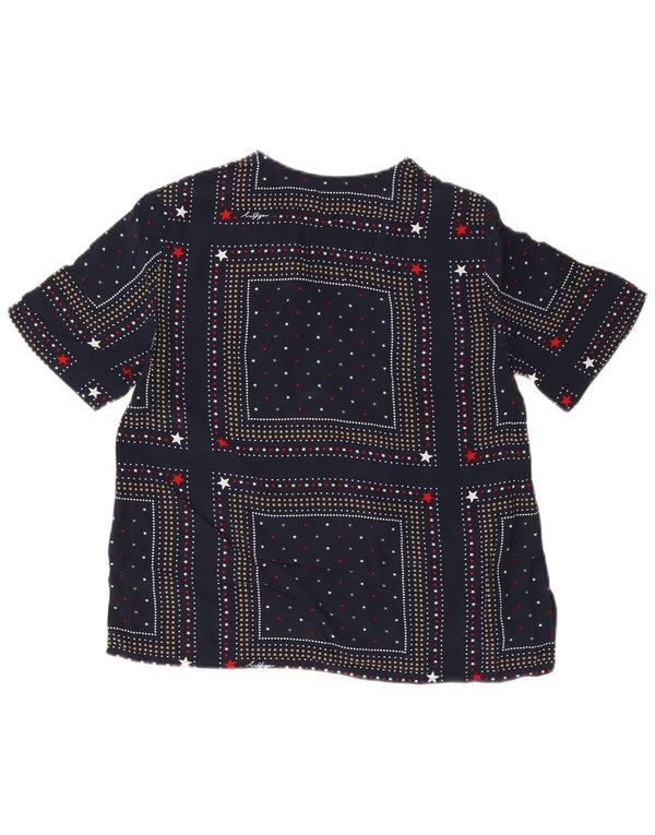 Tommy Hilfiger Womens Blouse Top US 6 Medium Navy Blue Spotted