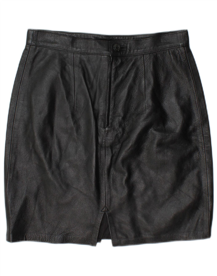 MARY ALBERT Damen Lederrock IT 44 Medium W28 Schwarzes Leder