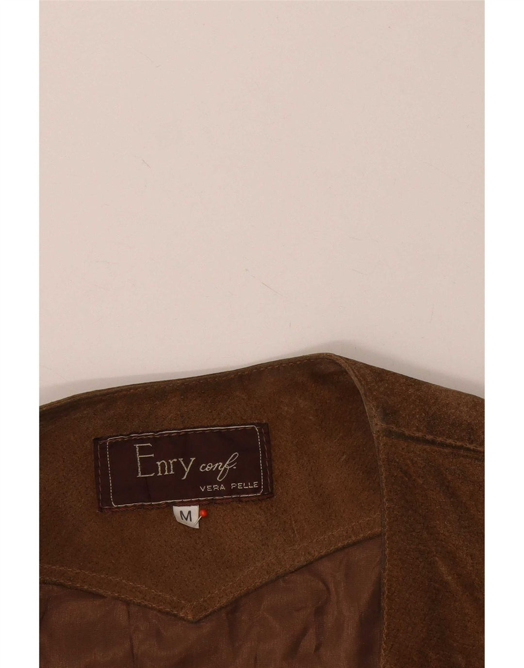 Vintage Herren Wildleder Utility Gilet UK 38 Mittelbraunes Leder