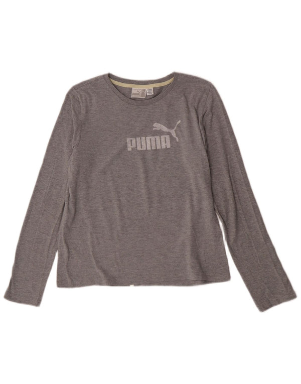 Puma Damen Graphic Top Langarm UK 14 Large Grau