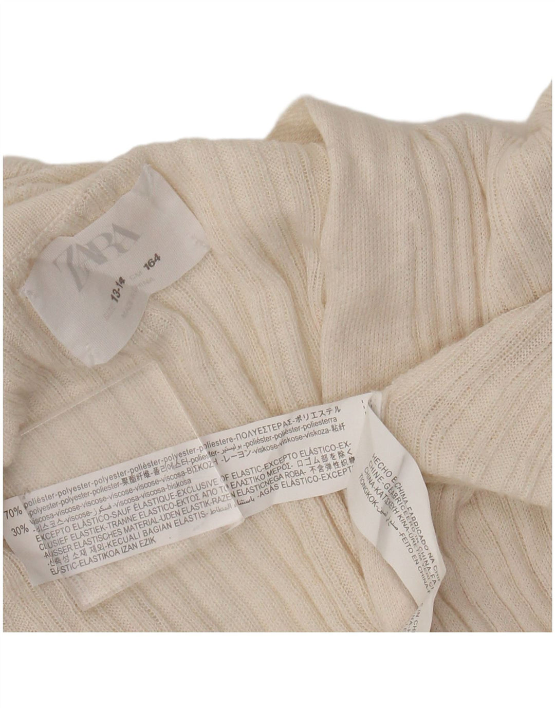 Zara Longline-Cardigan für Mädchen, 13–14 Jahre, beige, Polyester