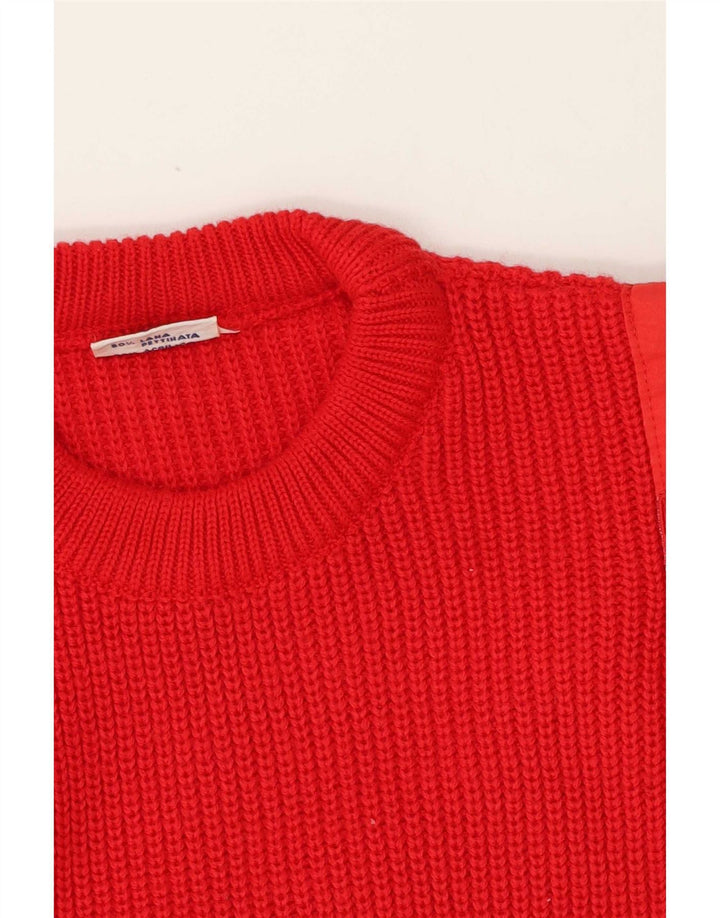 Vintage Herren-Pullover mit Rundhalsausschnitt, mittelrote Wolle