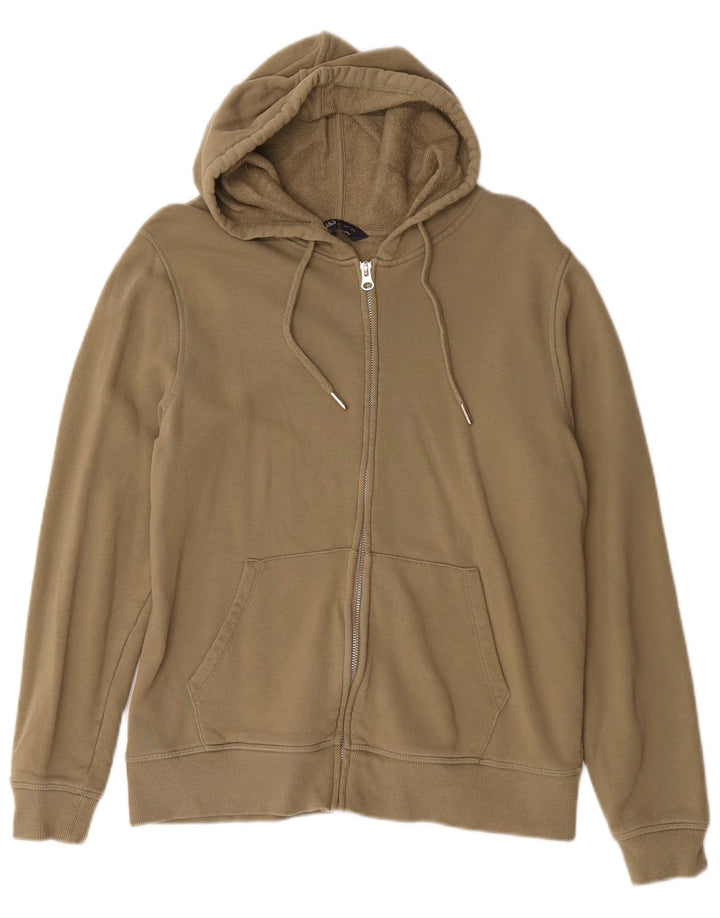 Marks & Spencer Damen-Kapuzenpullover mit Reißverschluss, UK 12, mittlere Khaki-Baumwolle