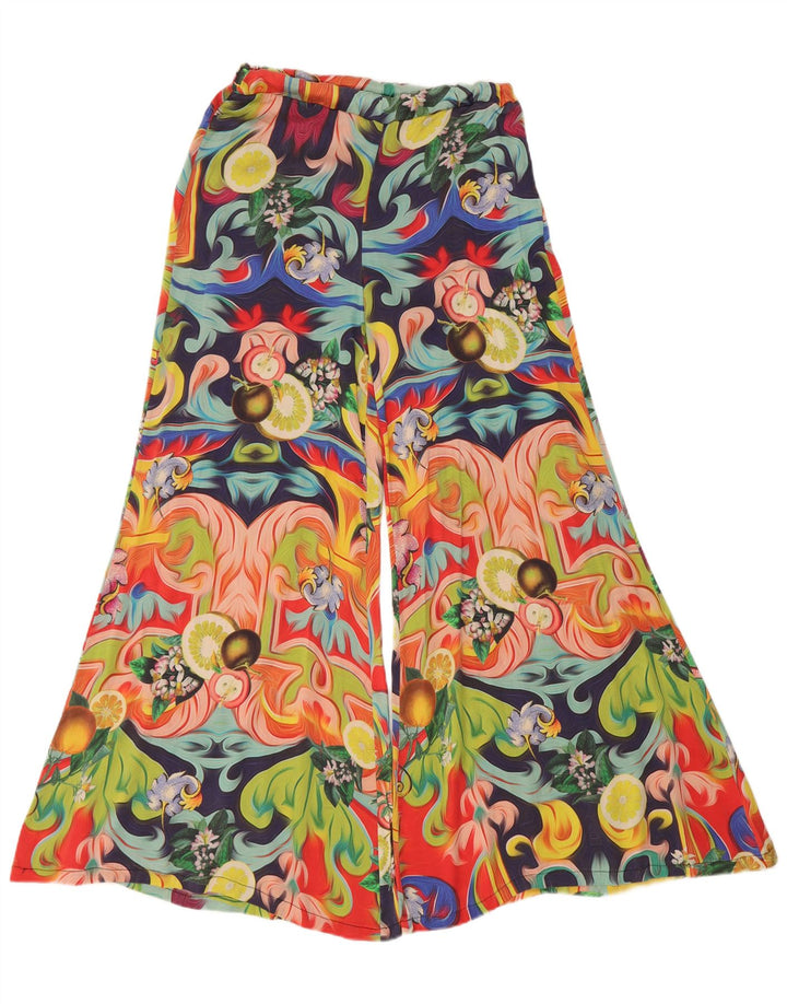 Vintage Damen-Flare-Hose mit abstraktem Muster, klein, W26, L29, mehrfarbig