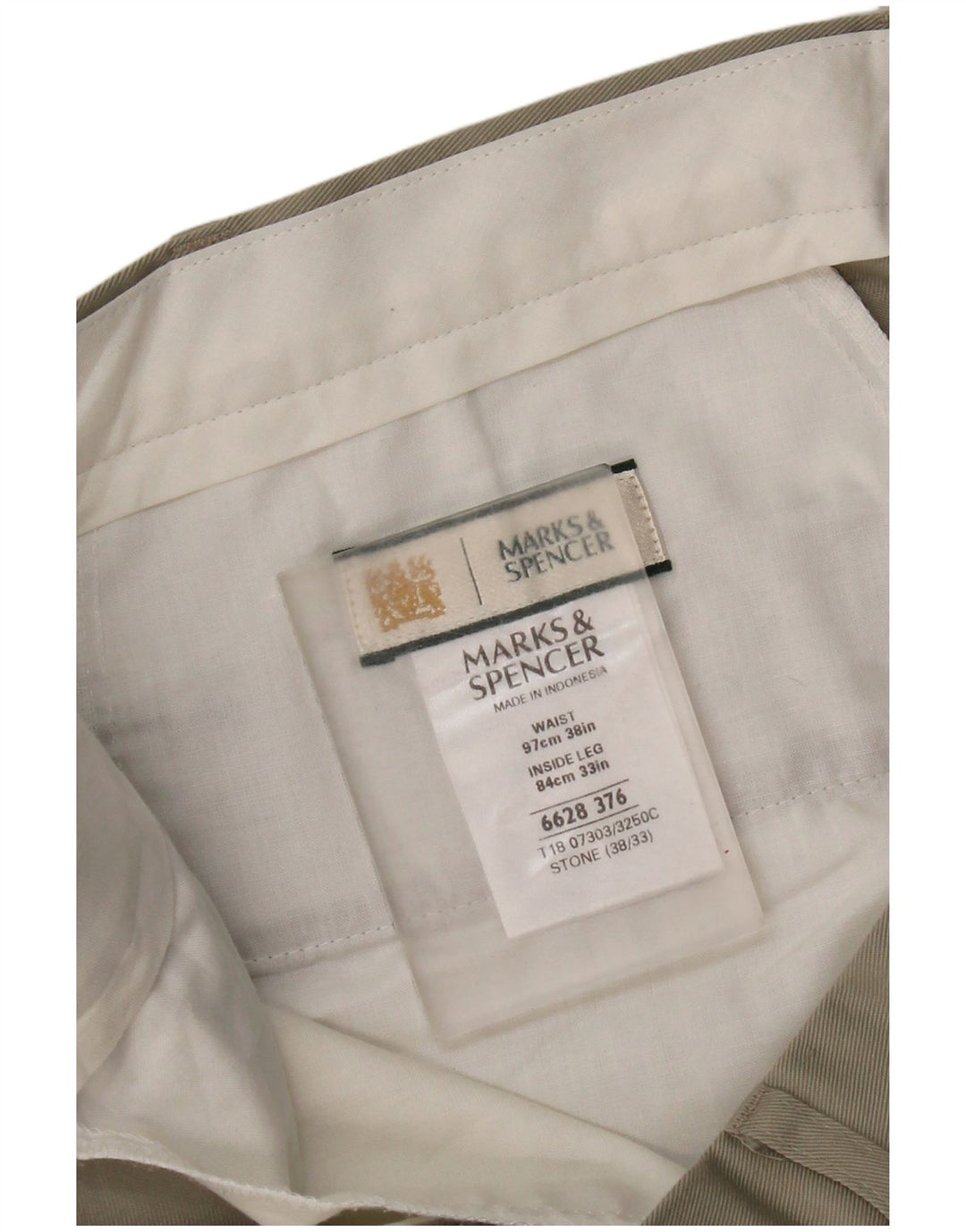 Marks & Spencer Herren-Anzughose mit Pegged-Anzug, W38, L33, beige, Polyester