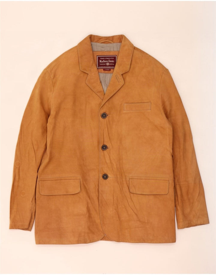 Marlboro Classics Herren-Blazer aus Wildleder mit 3 Knöpfen, UK 42, XL, beiges Leder