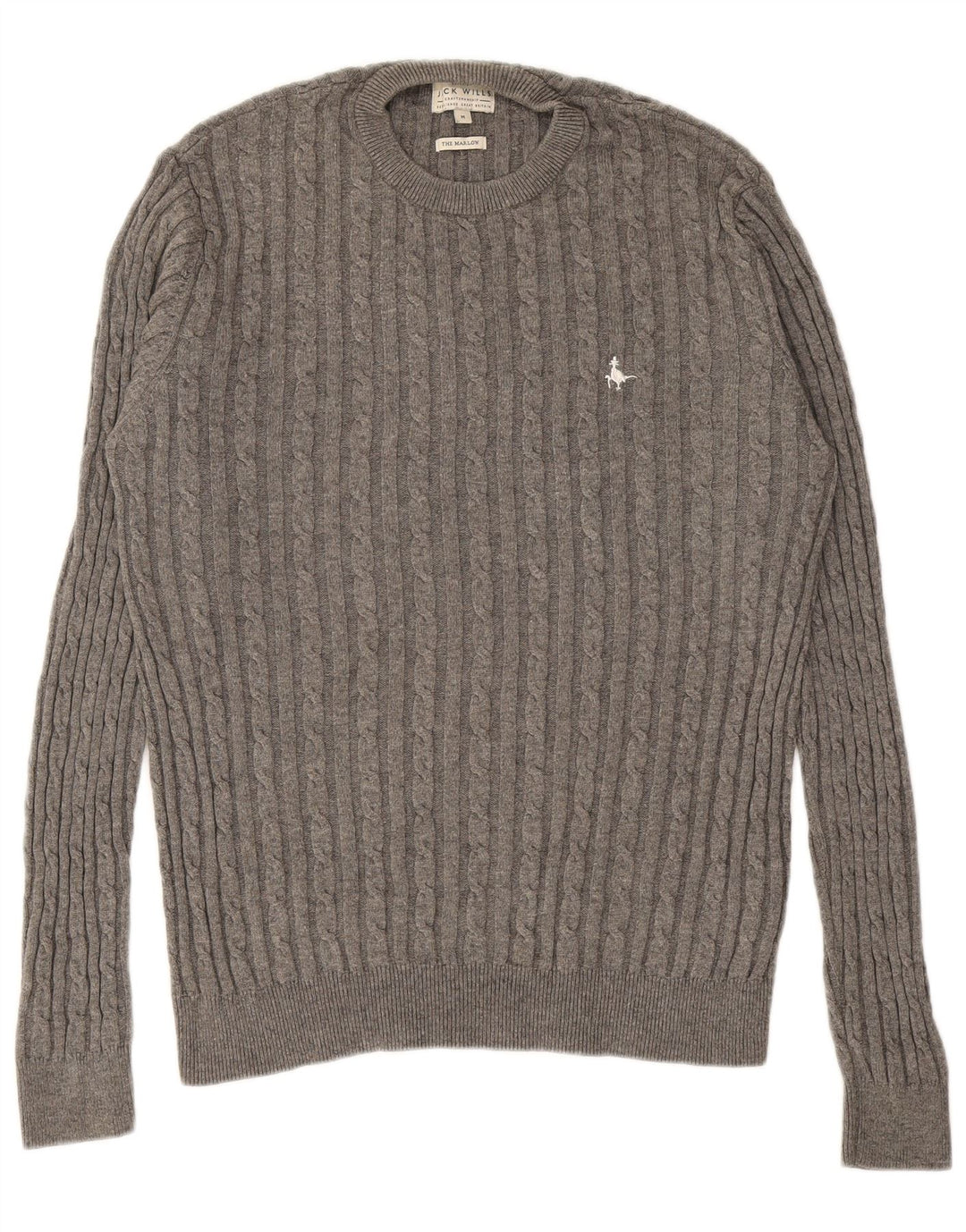 JACK WILLS Herren The Marlow Pullover mit Rundhalsausschnitt Mittelgrau