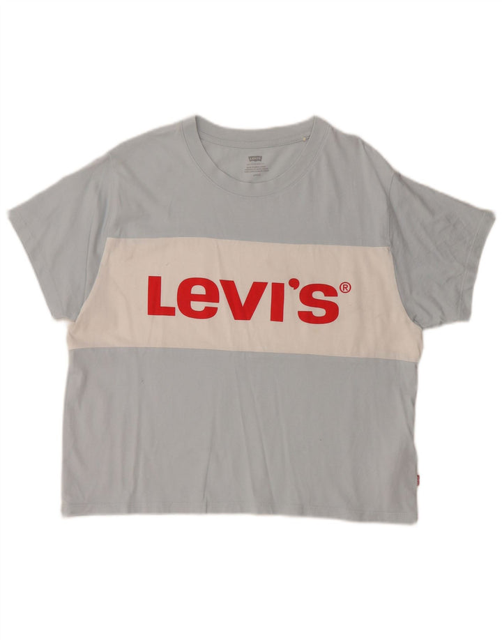 LEVI'S Damen-T-Shirt in Übergröße mit Grafik, UK 10, Größe S, Blau, Farbblock