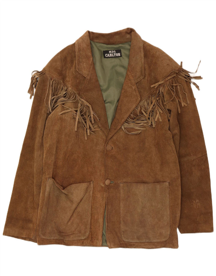 Vintage Herren 2-Knopf-Wildleder-Blazerjacke IT 50 Large Braun