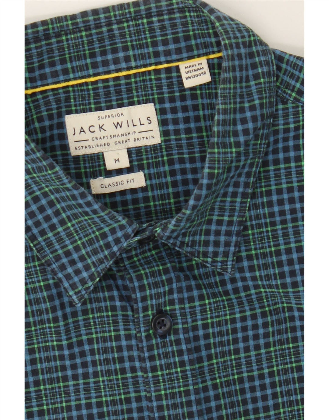 JACK WILLS Mens Classic Fit Short Sleeve Shirt Medium Blue Check Cotton Vintage Jack Wills and Second-Hand Jack Wills from Messina Hembry 