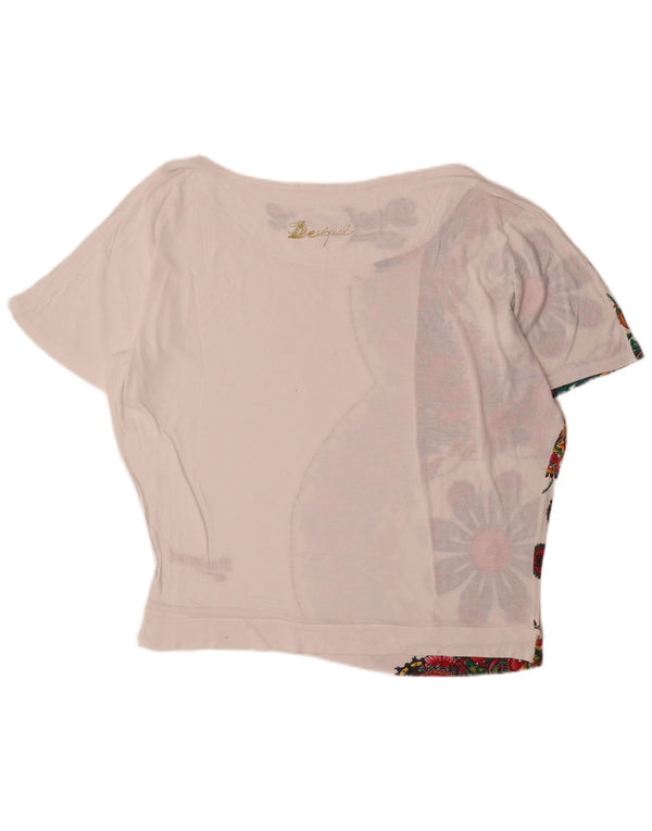 Desigual Womens Oversized Graphic T-Shirt Top UK 16 Large White Floral