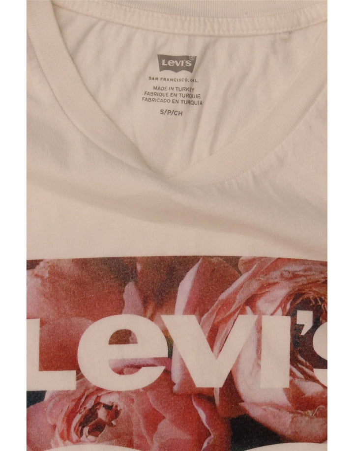 Levi's Damen-T-Shirt mit Grafik, UK 10, Größe S, Weiß