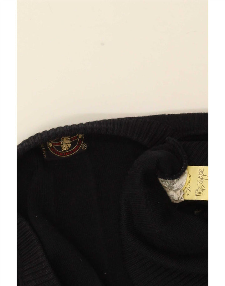 Vintage Herren V-Ausschnitt Pullover Pullover XL Schwarze Wolle