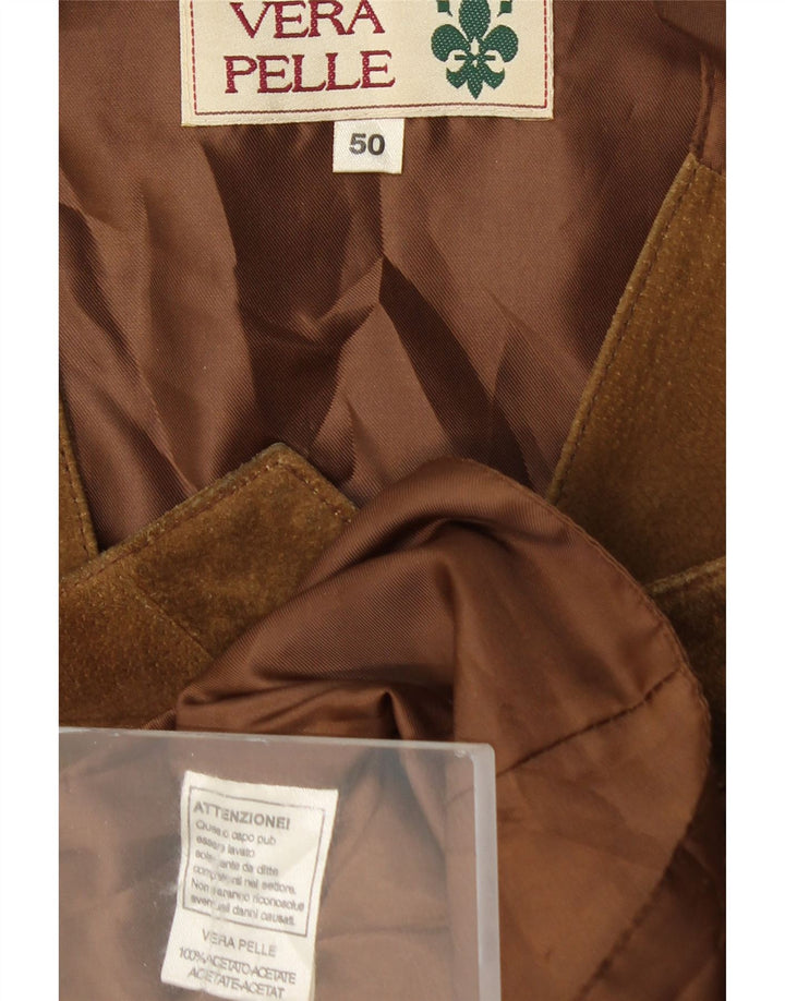 VINTAGE Herren Wildlederweste IT 50 Mittelbraunes Leder