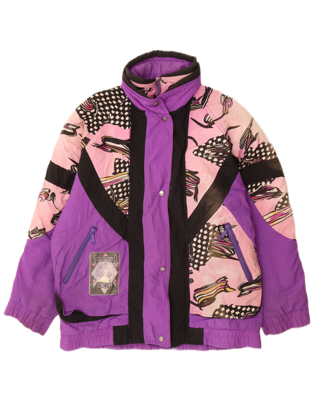 Etirel Damen-Skijacke in Übergröße, UK 10, Größe S, Lila, geometrisches Nylon