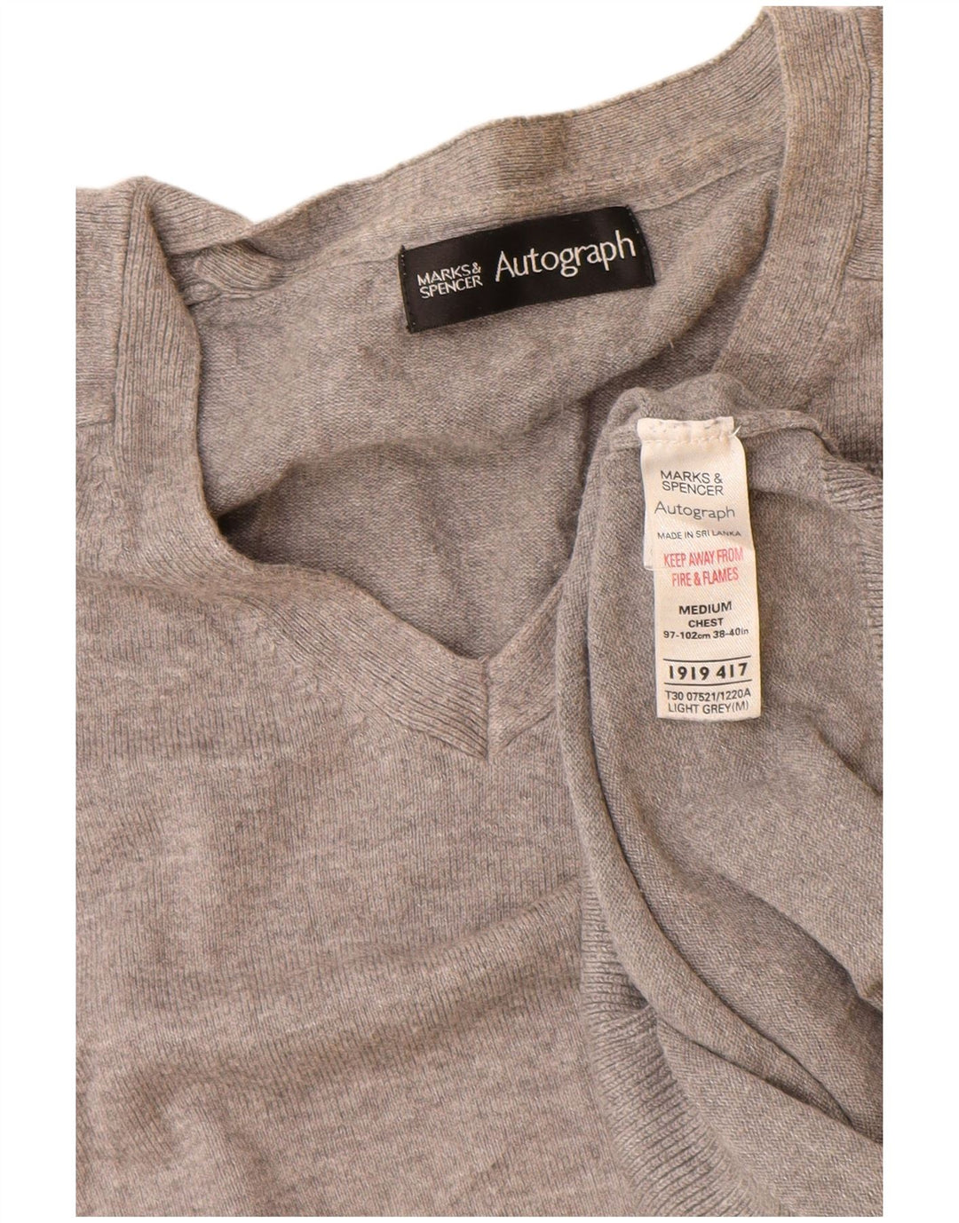 Marks & Spencer Damen Autograph V-Ausschnitt Pullover Pullover UK 14 Mittelgrau