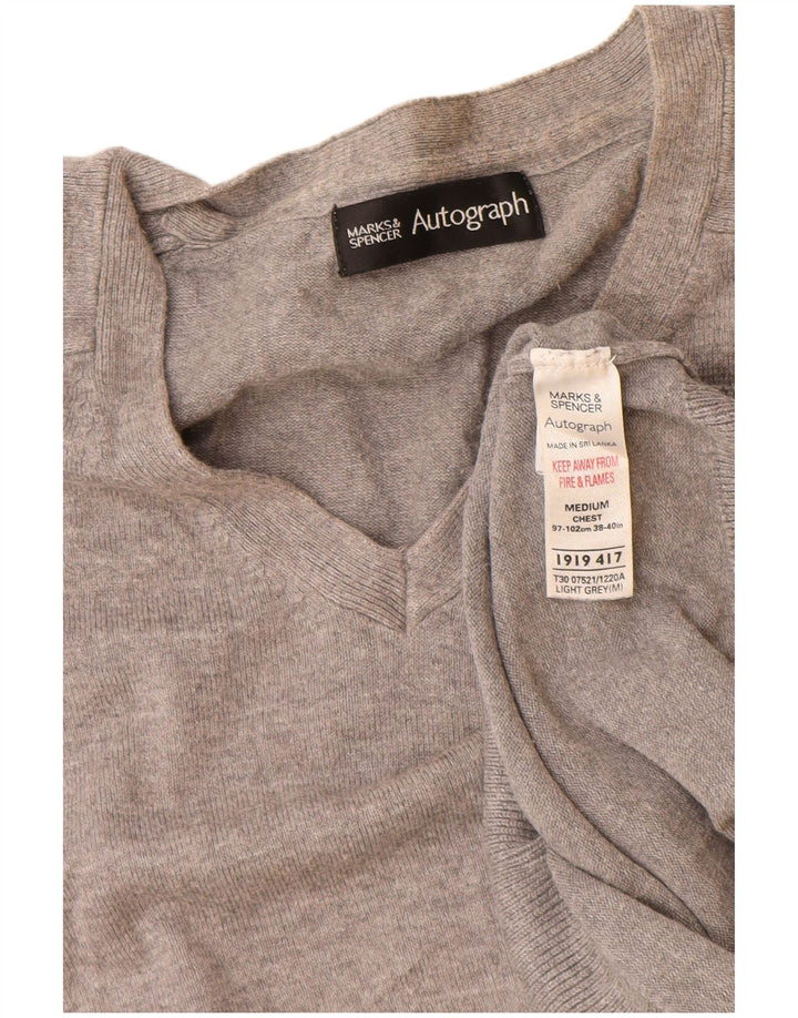 Marks & Spencer Damen Autograph V-Ausschnitt Pullover Pullover UK 14 Mittelgrau