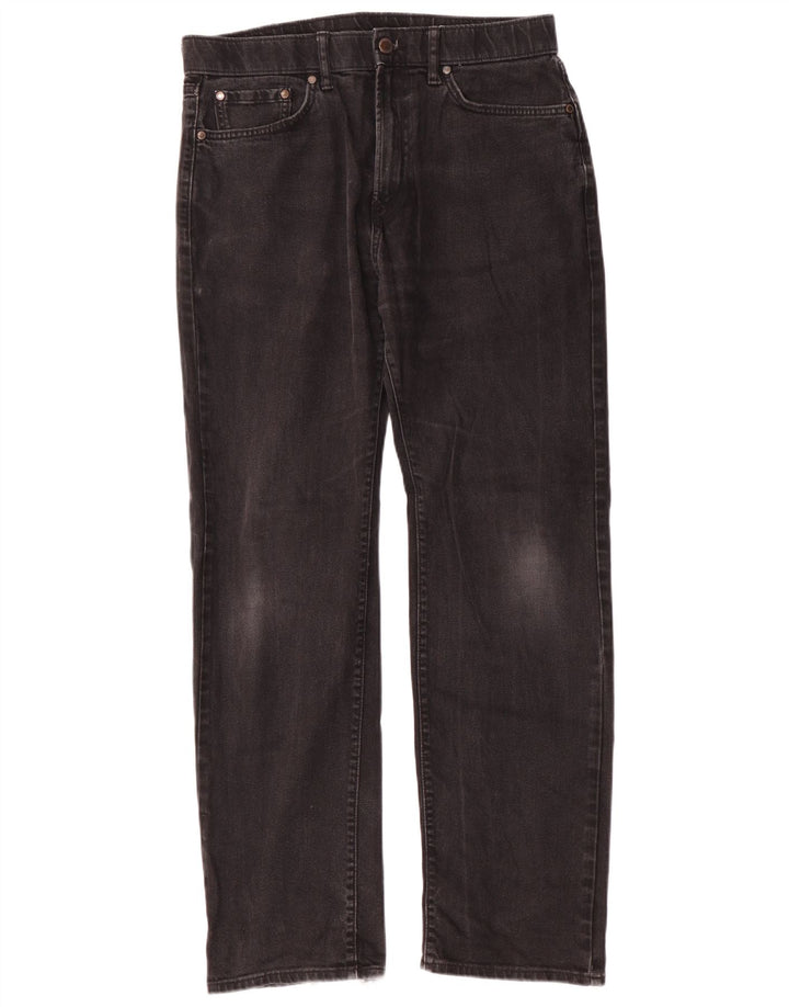 Marks & Spencer Herren Regular Straight Jeans W32 L31 Schwarze Baumwolle