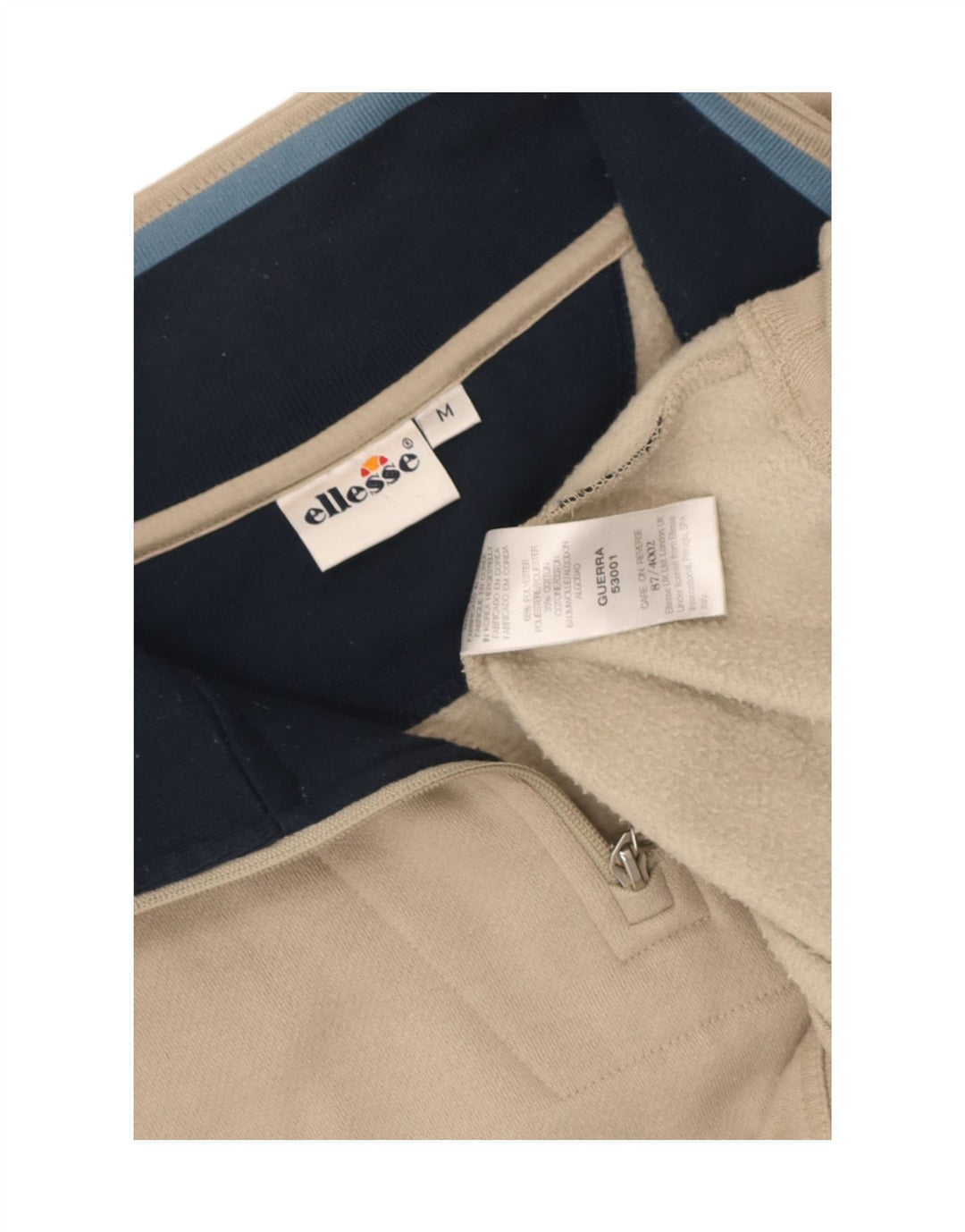 Ellesse Herren-Sweatshirt mit Reißverschluss am Hals, mittelbeigefarbenes Polyester
