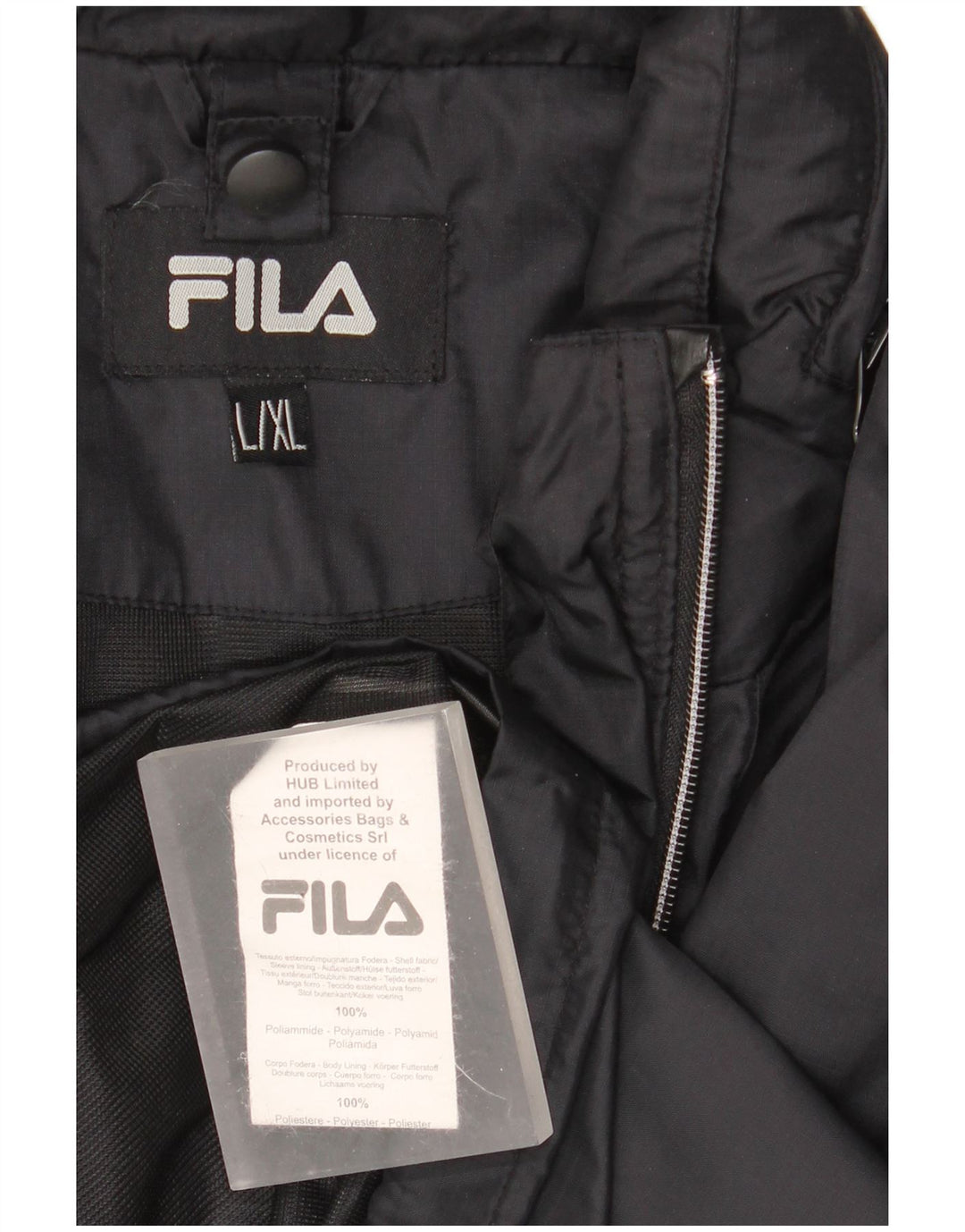 Fila Herren-Windbreakerjacke mit Kapuze, UK 40, Größe L, Schwarz, Polyamid