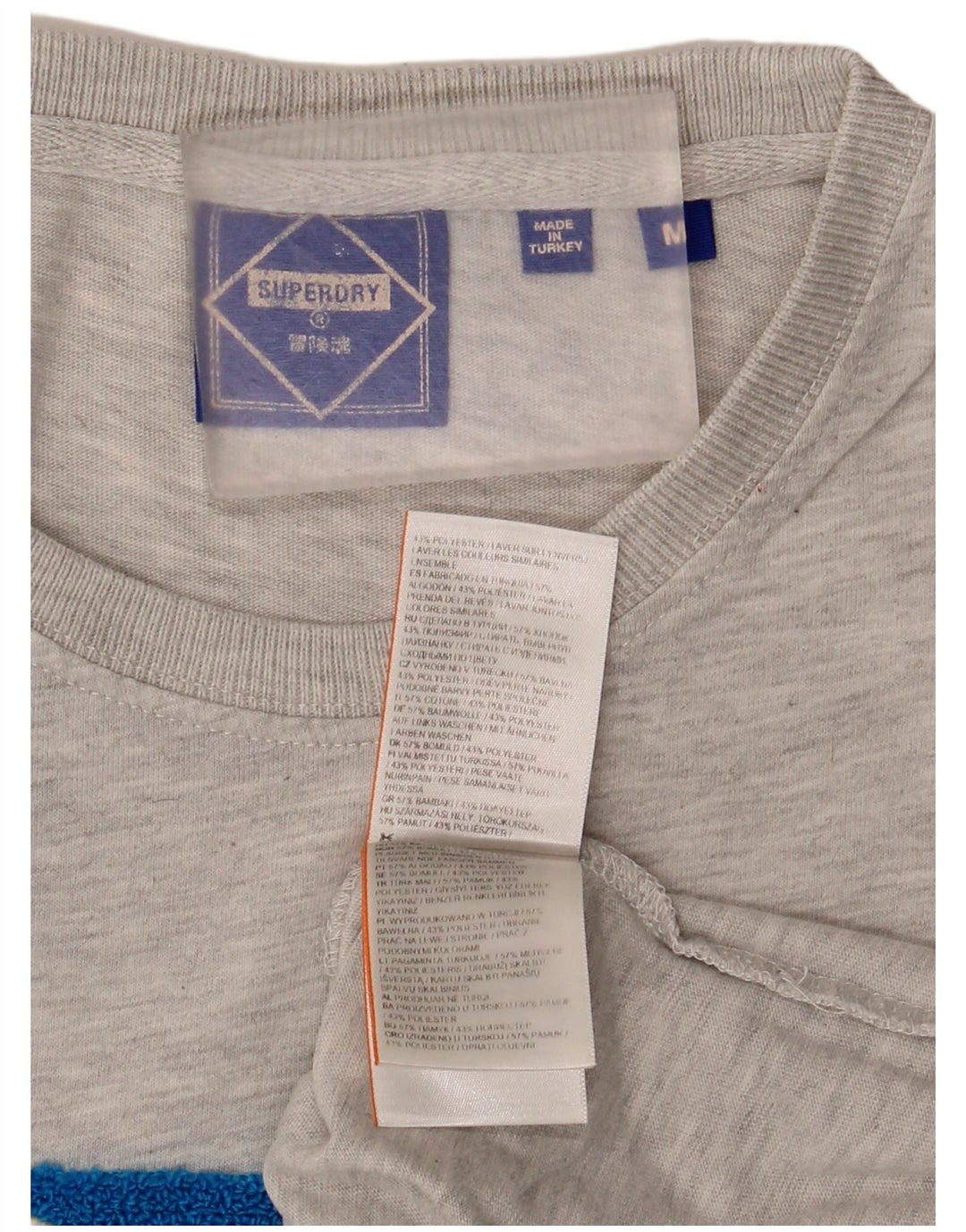 Superdry Herren Grafik-T-Shirt-Oberteil aus mittelgrau gesprenkelter Baumwolle