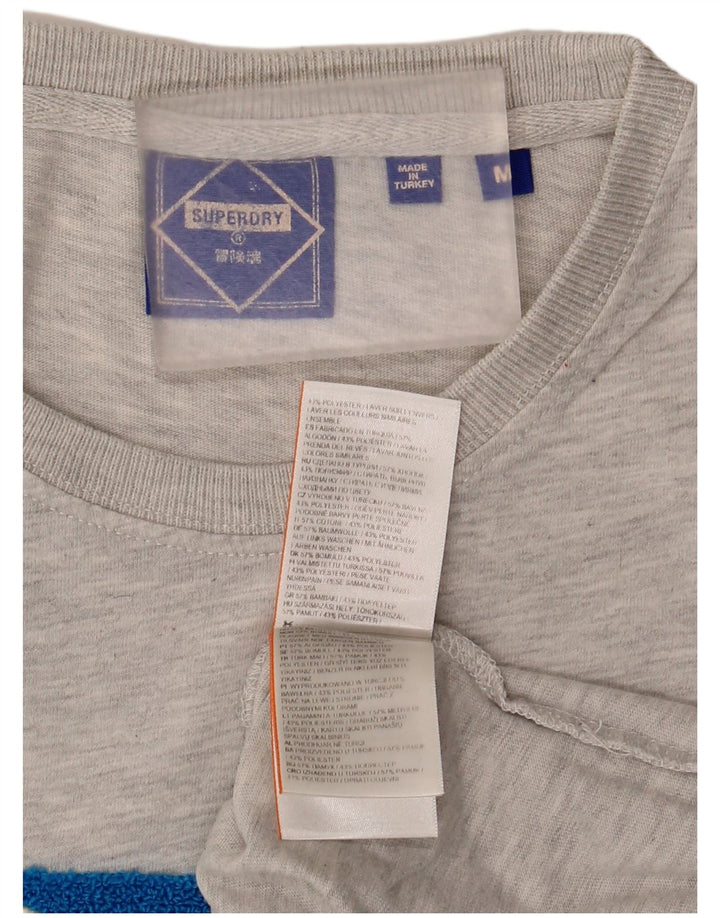 Superdry Herren Grafik-T-Shirt-Oberteil aus mittelgrau gesprenkelter Baumwolle