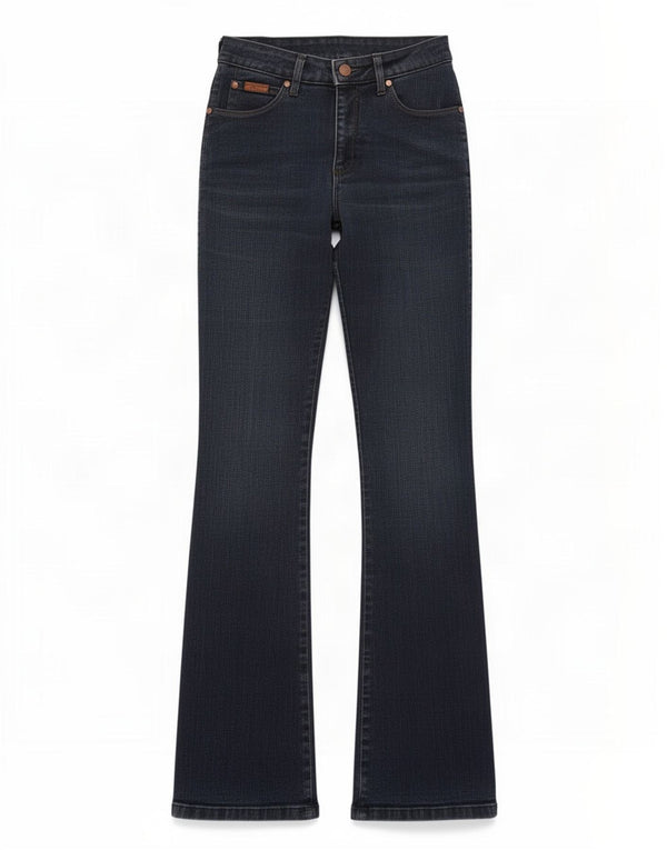 Wrangler Womens Regular Bootcut Jeans W28 L32 Navy Blue Cotton
