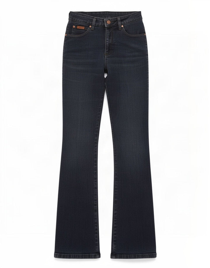 Wrangler Damen Regular Bootcut Jeans W28 L32 Marineblau Baumwolle